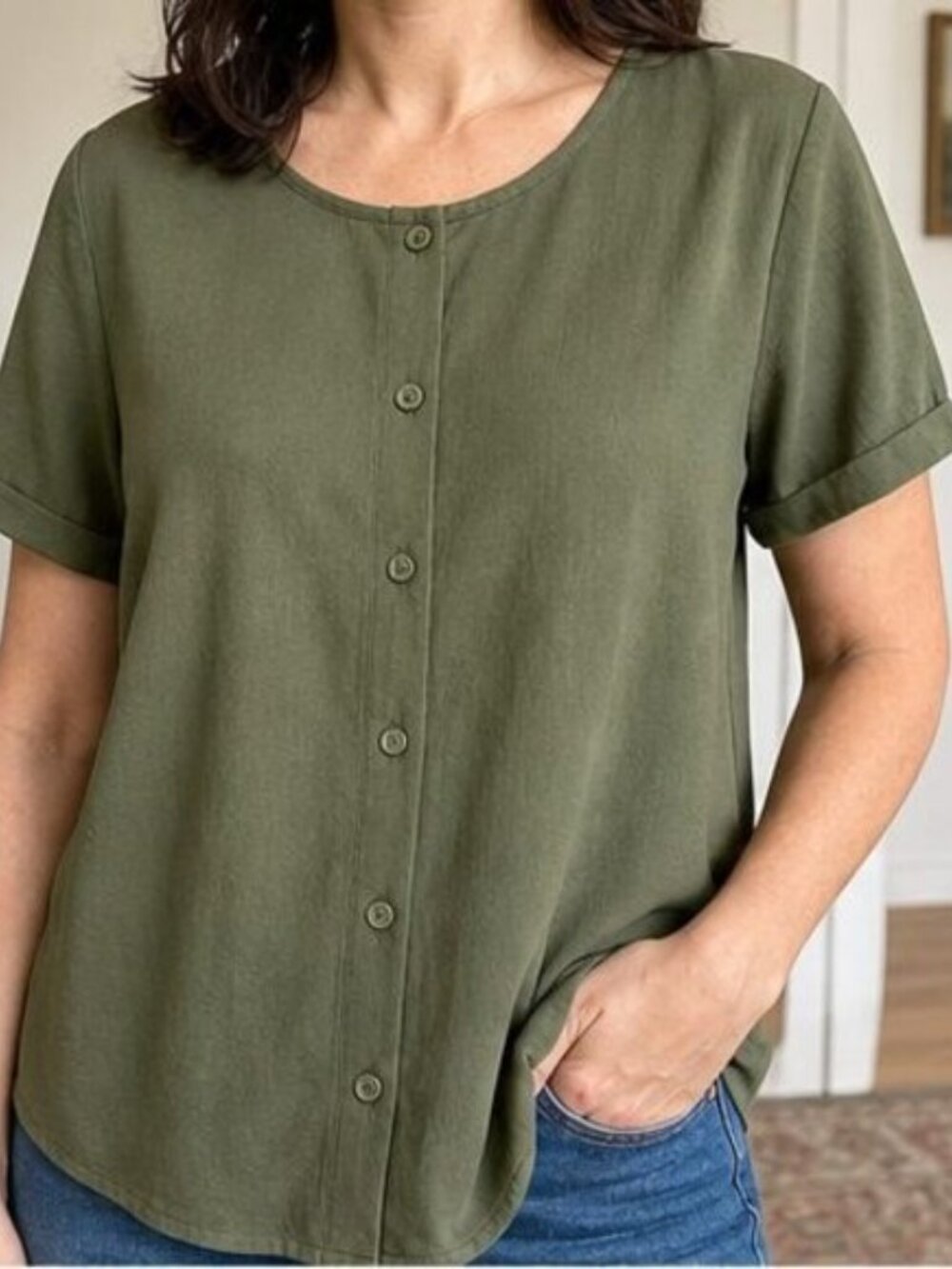 Olive Button Blouse